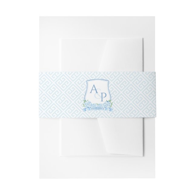 Bandeau De Faire-part Aquarelle Bleu Blanc Hydrangea Mariage Crest (Devant example)