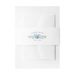 Bandeau De Faire-part Aquarelle Bleu Fleur et Mariage de verdure