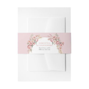Bandeau De Faire-part Aquarelle bleu rose fleurs boho arche pampas