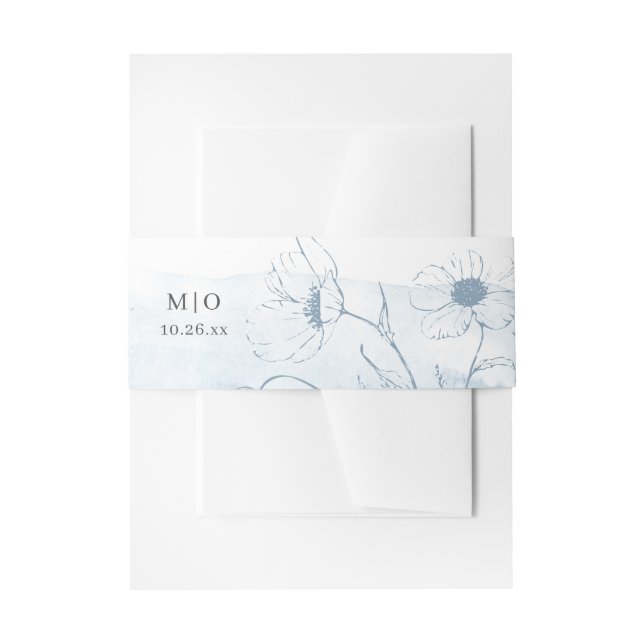 Bandeau De Faire-part Aquarelle bleue + Mariage moderne Fleur sauvage (Devant example)