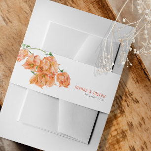 Bandeau De Faire-part Aquarelle botanique orange bougainvilliers personn