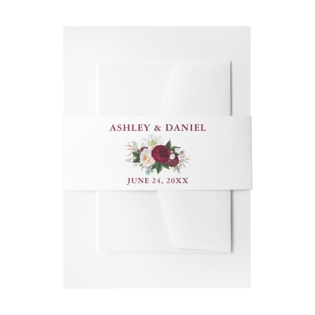 Bandeau De Faire-part Aquarelle Bourgogne Floral Mariage (Devant example)