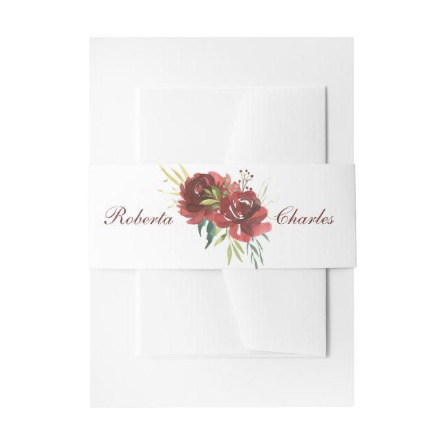 Bandeau De Faire-part Aquarelle Bourgogne Rose Mariage (Devant example)
