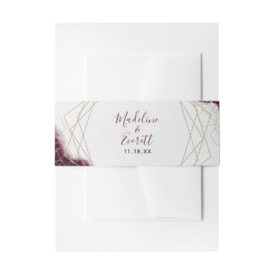 Bandeau De Faire-part Aquarelle de Bourgogne Monogramme Mariage géométri