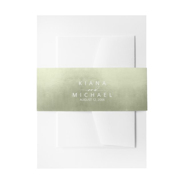 Bandeau De Faire-part Aquarelle dégradé Mariage Sage vert ID786 (Devant example)