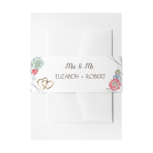 Bandeau De Faire-part Aquarelle Desert Red Succulents Coeurs (Devant example)