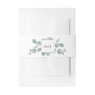Bandeau De Faire-part Aquarelle Eucalyptus Verdure et Initiales