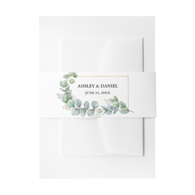Bandeau De Faire-part Aquarelle Eucalyptus Verdure Mariage Gold Frame (Devant example)