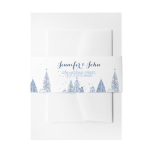 Bandeau De Faire-part Aquarelle Flammes de neige en bois Mariage hiverna