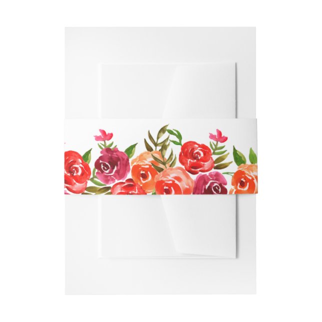 Bandeau De Faire-part Aquarelle Floral Rouge Orange  (Devant example)