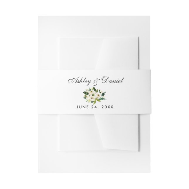 Bandeau De Faire-part Aquarelle Floral Vert Mariage blanc (Devant example)