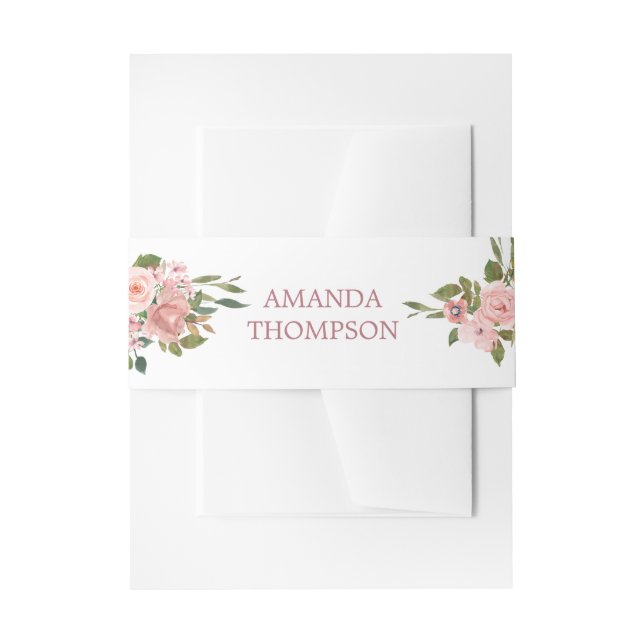 Bandeau De Faire-part Aquarelle florale Blush et or Rose (Devant example)
