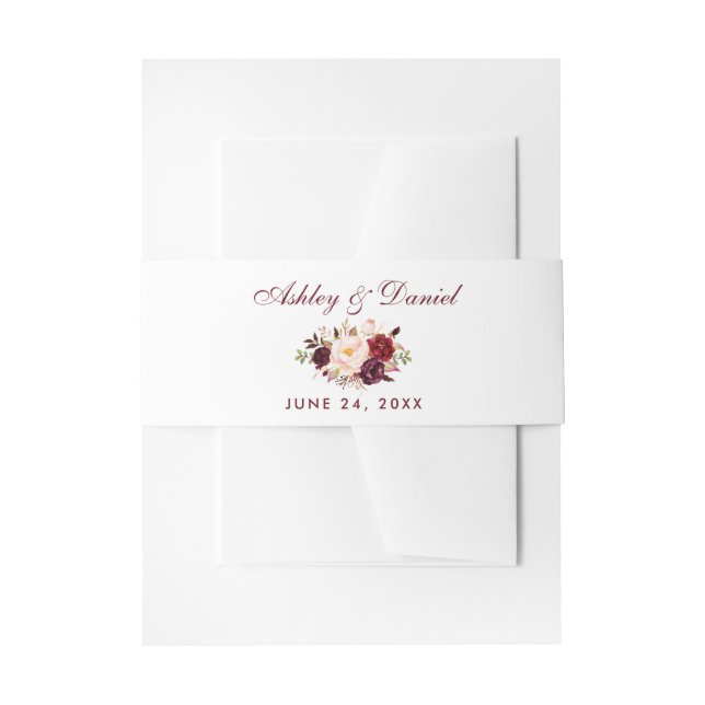 Bandeau De Faire-part Aquarelle florale Mariage Bourgogne (Devant example)