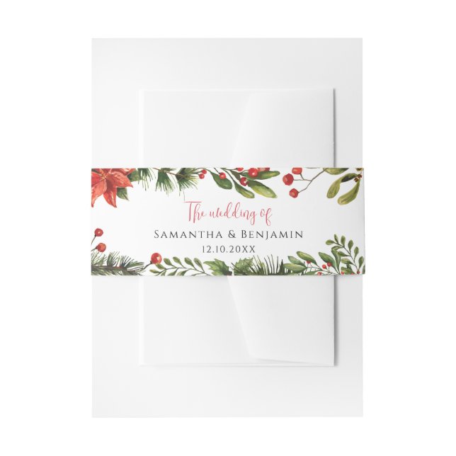 Bandeau De Faire-part Aquarelle Florale Verdure Mariage d'hiver (Devant example)