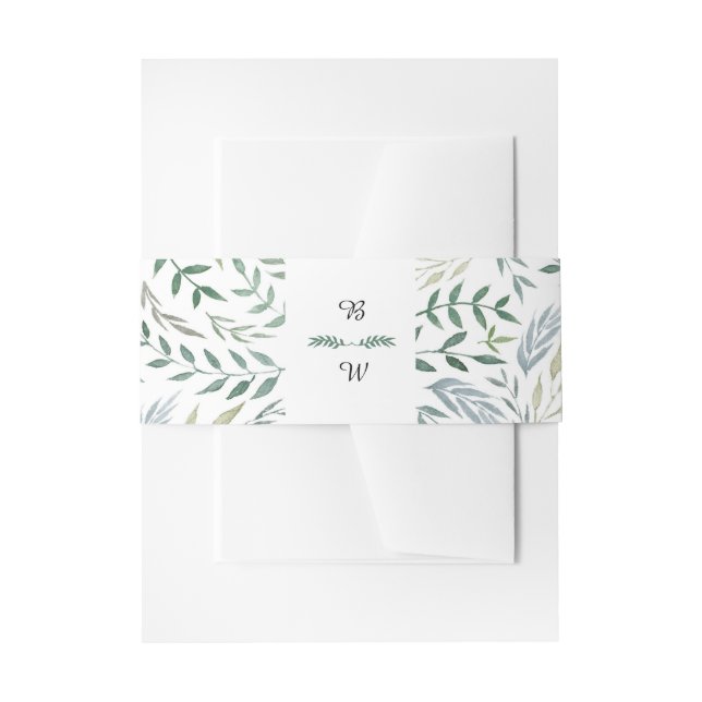 Bandeau De Faire-part Aquarelle Foliage Mariage de verdure (Devant example)