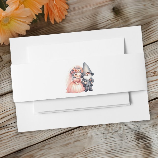 Bandeau De Faire-part Aquarelle Gnome Bride et Groom Wrap pour Mariage (Créateur téléchargé)