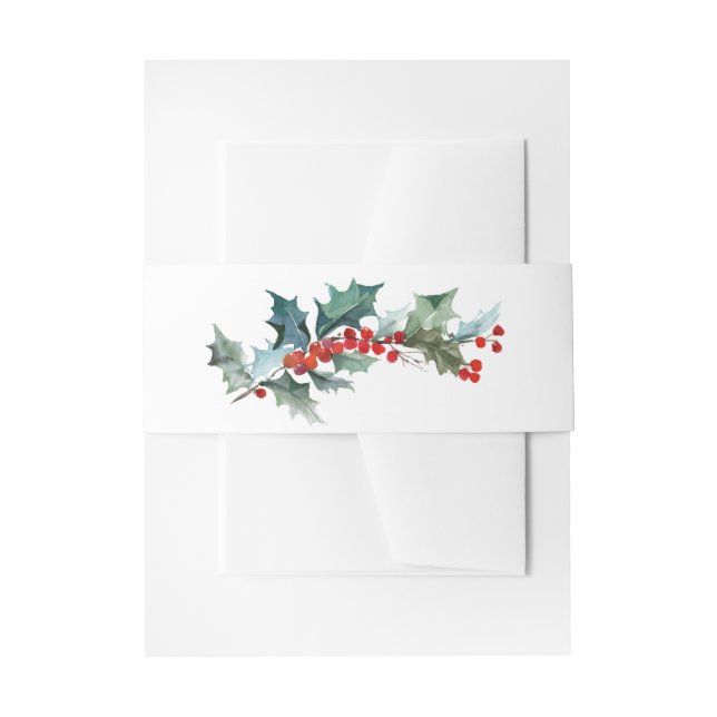 Bandeau De Faire-part Aquarelle Holly Sprig Botanique (Devant example)