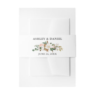 Bandeau De Faire-part Aquarelle Magnolias blancs Roses roses