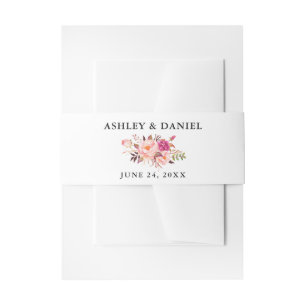 Bandeau De Faire-part Aquarelle mariage rose Floral