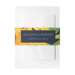 Bandeau De Faire-part Aquarelle Marine Bleu Tournesol Mariage rustique