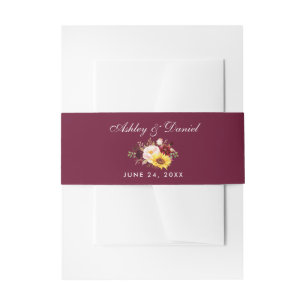 Bandeau De Faire-part Aquarelle Mixte Floral Bourgogne Mariage