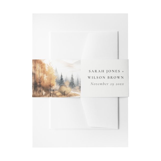 Bandeau De Faire-part Aquarelle Muet Automne Mariage paysage Automne (Devant example)