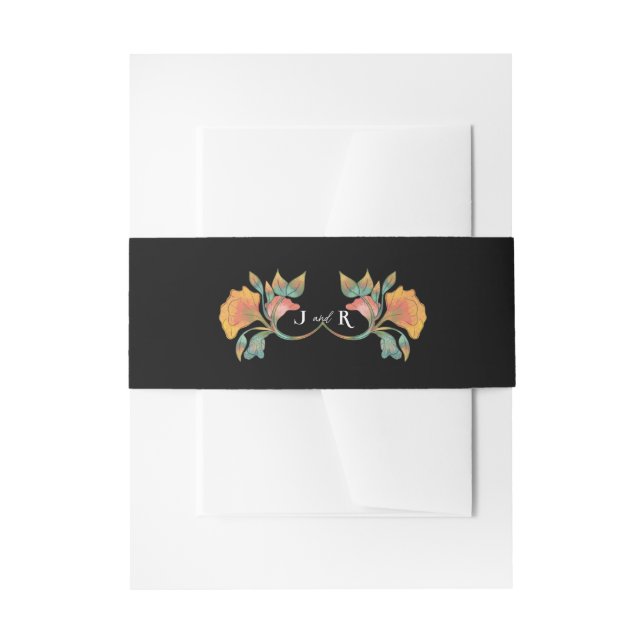 Bandeau De Faire-part Aquarelle noire Art Nouveau Mariage (Devant example)