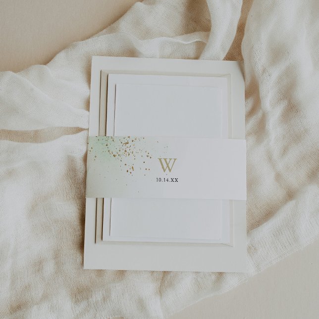 Bandeau De Faire-part Aquarelle or Confetti Monogramme Mariage (Créateur téléchargé)