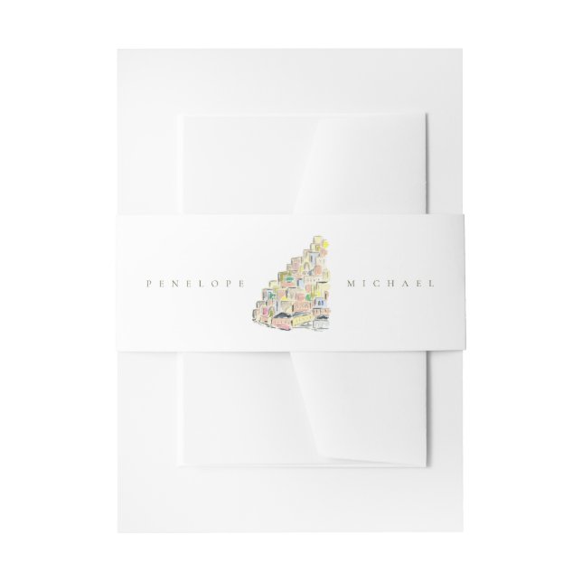Bandeau De Faire-part Aquarelle Positano Italie Destination Mariage (Devant example)