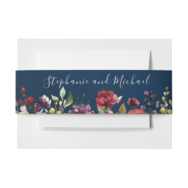Bandeau De Faire-part Aquarelle romantique Bourgogne Rouge Marine Floral