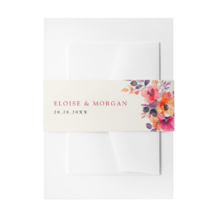 Bandeau De Faire-part Aquarelle rose brillant rose orange Mariage floral