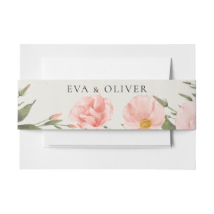 Bandeau De Faire-part Aquarelle rose Fleurs Faire-part de mariage Ventre