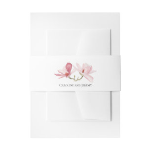 Bandeau De Faire-part Aquarelle rose Magnolias Mariage floral
