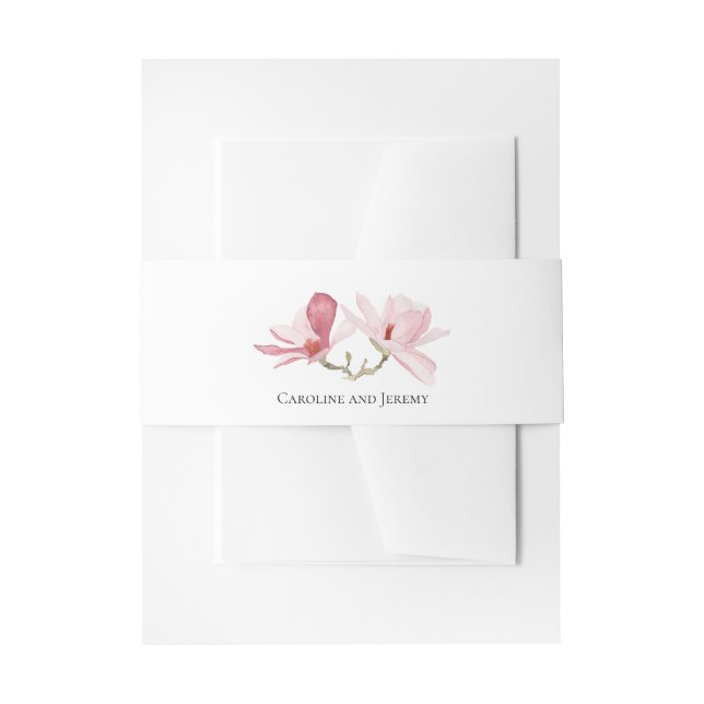 Bandeau De Faire-part Aquarelle rose Magnolias Mariage floral (Devant example)