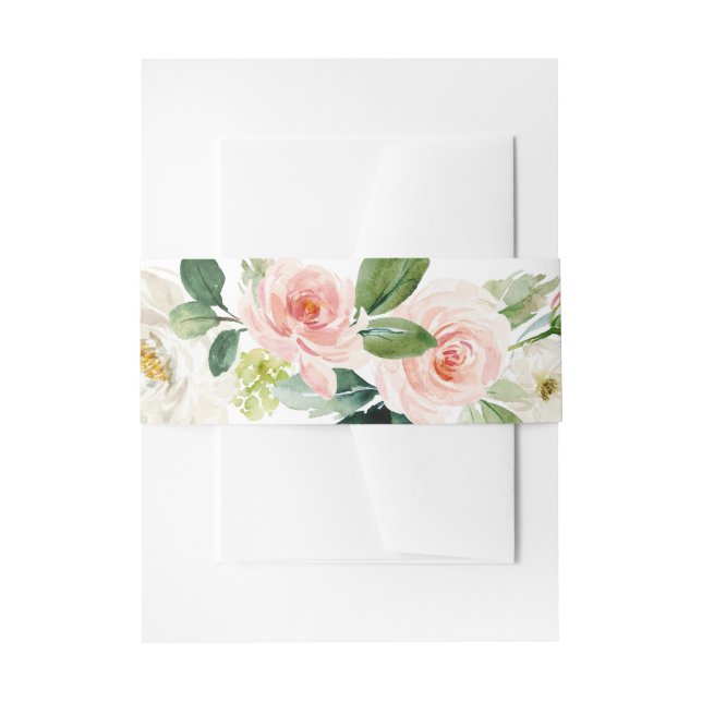 Bandeau De Faire-part Aquarelle rose pâle arrangement floral (Devant example)