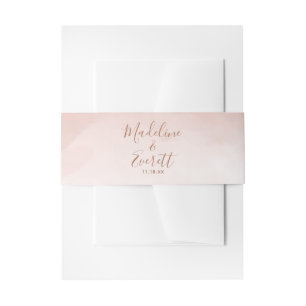 Bandeau De Faire-part Aquarelle rose pâle et Mariage or Rose
