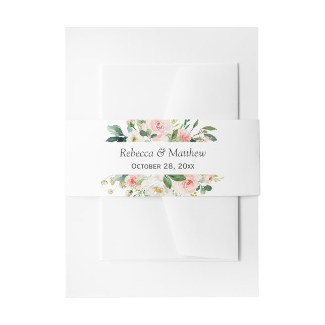 Bandeau De Faire-part Aquarelle rose pâle Mariage floral (Devant example)
