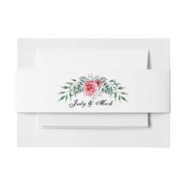 Bandeau De Faire-part Aquarelle Rose Rose Vert Feuillage