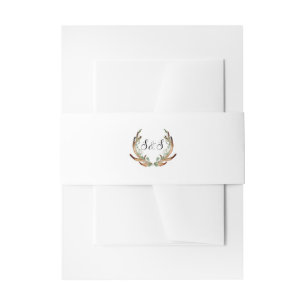Bandeau De Faire-part Aquarelle Rustique Antler   Initiales   MARIAGE