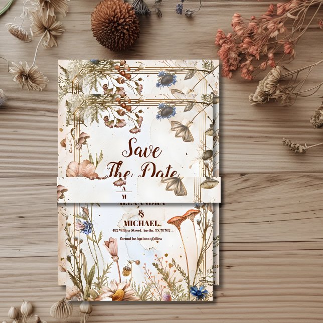 Bandeau De Faire-part Aquarelle rustique Mariage bois (Créateur téléchargé)