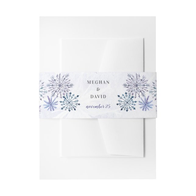 Bandeau De Faire-part Aquarelle rustique Snowflakes Blue Winter Wedding (Devant example)