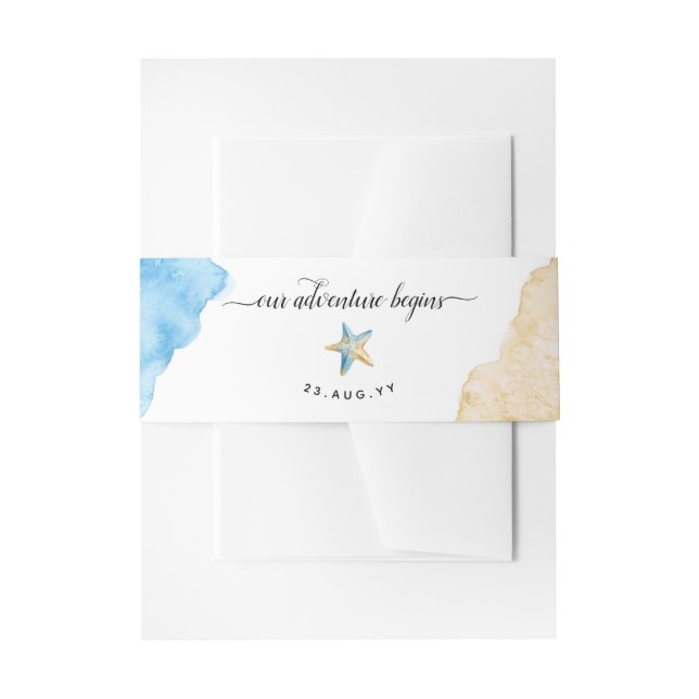 Bandeau De Faire-part Aquarelle Starfish Plage Côtière Mariage Sable de  (Devant example)