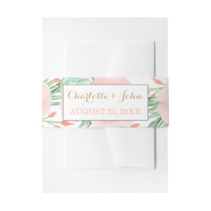 Bandeau De Faire-part aquarelle succulente pêche rose bande ventre