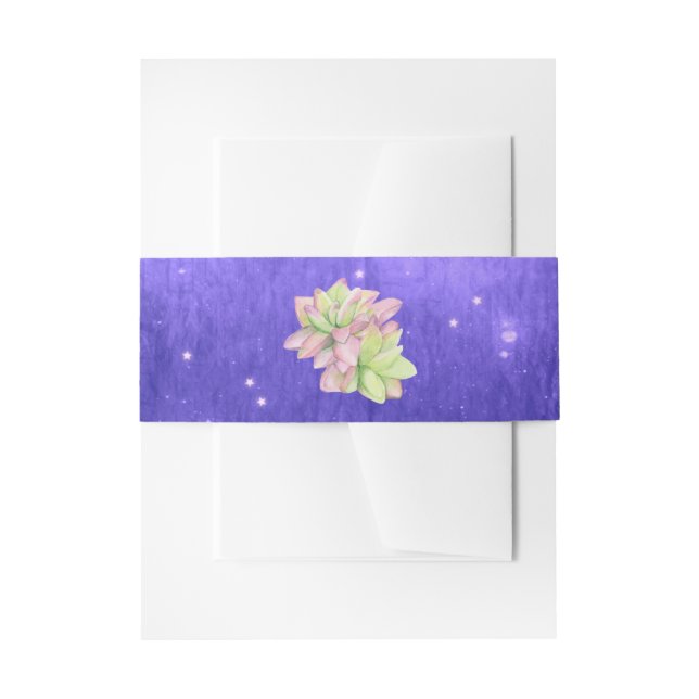 Bandeau De Faire-part Aquarelle Succulente sur pourpre rustique (Devant example)