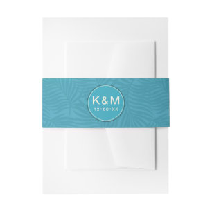 Bandeau De Faire-part Aquarelle Tropical Round Étiquette Turquoise ID577