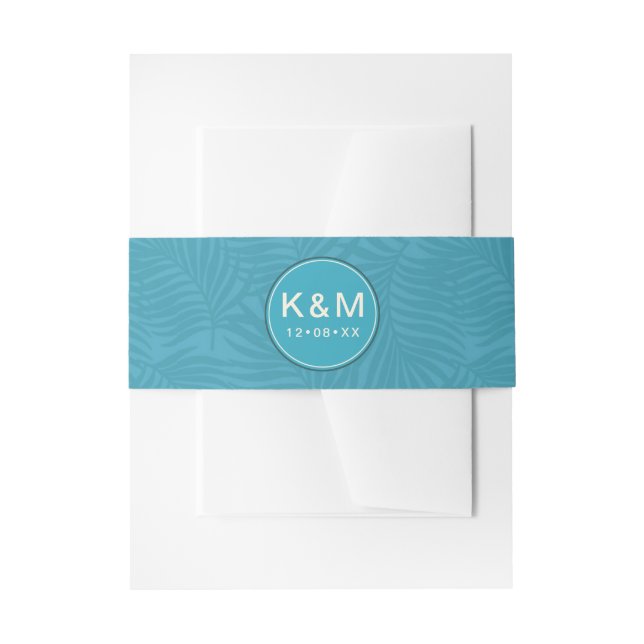 Bandeau De Faire-part Aquarelle Tropical Round Étiquette Turquoise ID577 (Devant example)