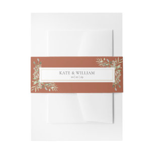 Bandeau De Faire-part Aquarelle Verdure Foliage Terracotta Mariage