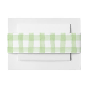 Bandeau De Faire-part Aquarelle vert et blanc En vichy