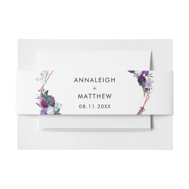 Bandeau De Faire-part Aquarelle violet Mariage Floral (Devant Example)