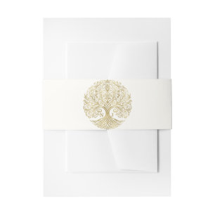 Bandeau De Faire-part Arbre de Vie Crème & Or Mariage Celtique